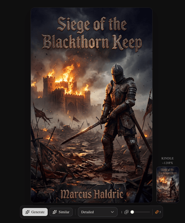 Baked result with text integrated into the artwork (dark)