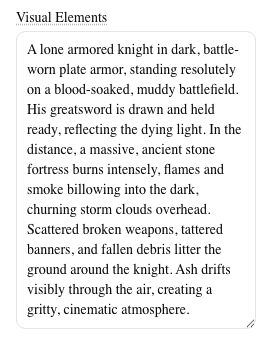 Brief textarea with an example book description