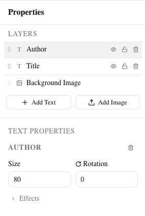 Editor showing multiple text layers in the layer panel