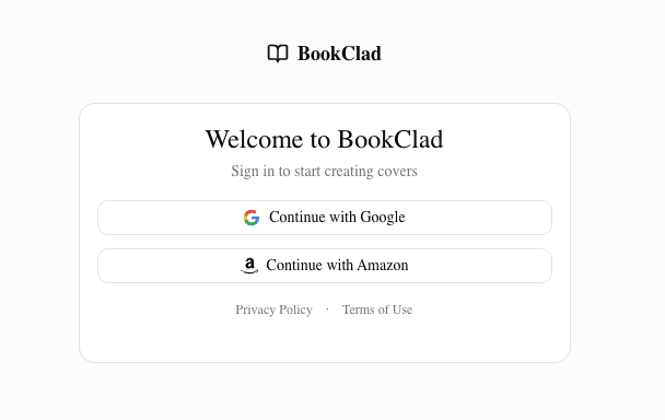 Sign-in page with Google, Apple, and Amazon buttons