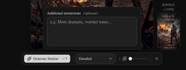 Editor toolbar showing the Similar button for generating variations (dark)